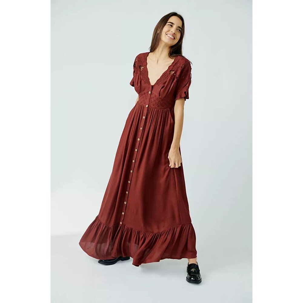 New! Free People Colette Maxi Dress Size Large 51568 - Picture 2 of 14